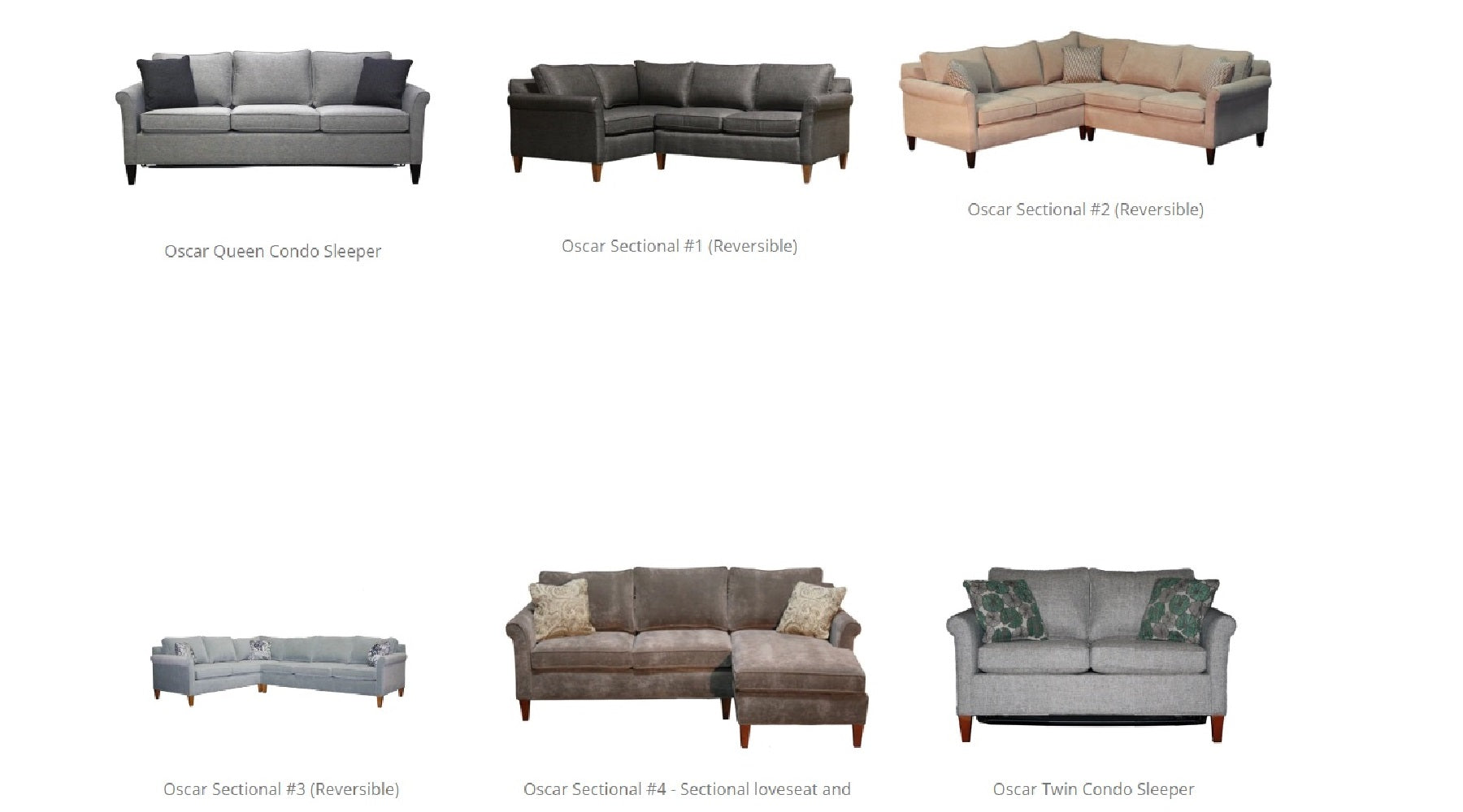 screen shot of Oscar upholstery collection