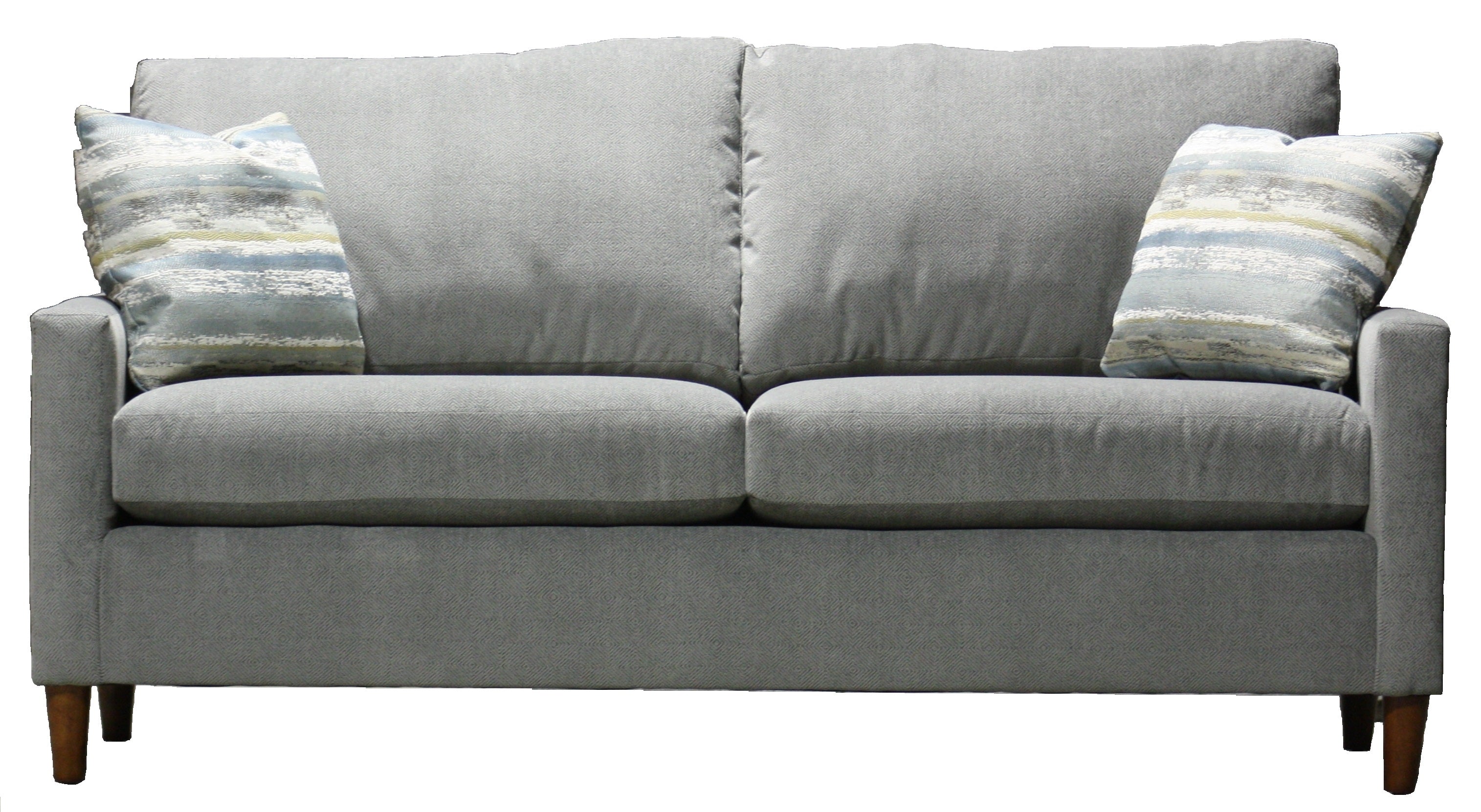 A Bowie condo sofa in light gray fabric
