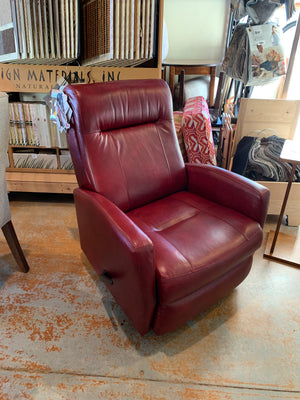 Compact Wall-hugger Recliner in Ruby leather - Showroom Models
