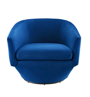 Navy Blue Velvet Swivel Chair - Showroom Model