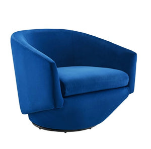 Navy Blue Velvet Swivel Chair - Showroom Model