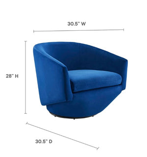 Navy Blue Velvet Swivel Chair - Showroom Model