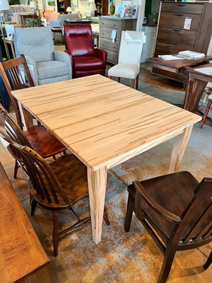 with no leaf in, the wormy maple table is 36 x 48