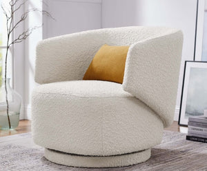 Astrid Creme Boucle Swivel Chair - Showroom Model