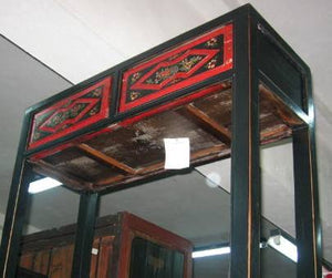 Chinese antique black console with painted drawers