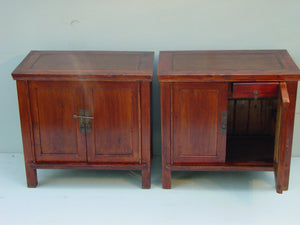 Pair of Antique Pear Wood Cabinets - Clearance