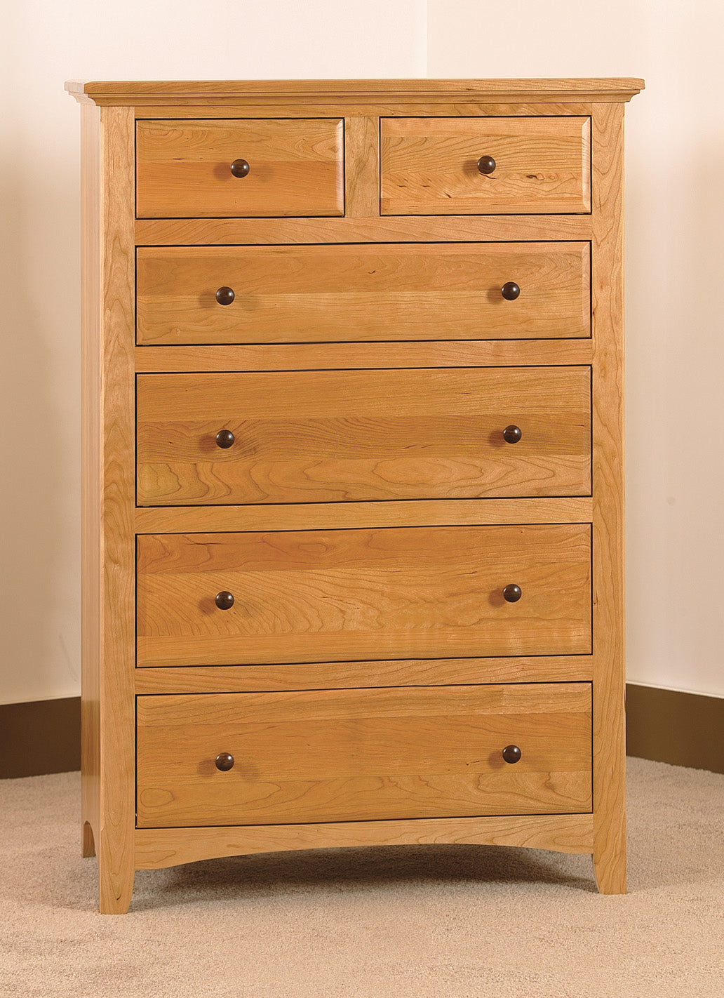 Raes Hardwood 6 Drawer Chest 33 Wide Dresser Maple or Oak