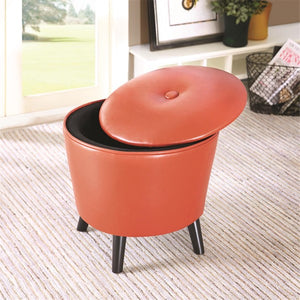 Fun "Jetsons" Sunset Orange Storage Ottoman with botton top lid - Showroom Model