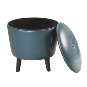 Fun "Jetsons" Slate Blue Storage Ottoman with botton top lid - Showroom Model