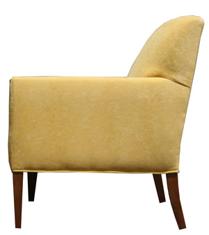 A Lexi loveseat in yellow, side view