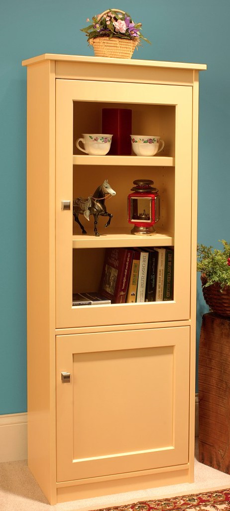 Candler 60 tall bookcase with top glass and bottom panel doors Endicott Home Furnishings
