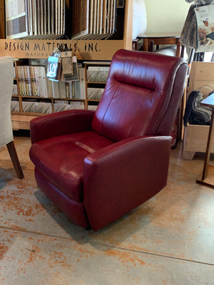 Compact Wall-hugger Recliner in Ruby leather - Showroom Models