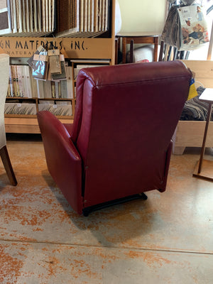 Compact Wall-hugger Recliner in Ruby leather - Showroom Models