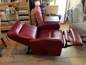 Compact Wall-hugger Recliner in Ruby leather - Showroom Models