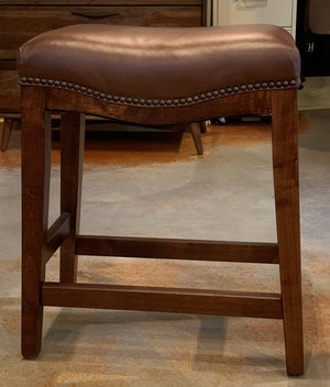 Brown Leather Hudson 24" Counter Height Dining Stool - Showroom Models