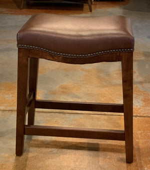 Brown Leather Hudson 24" Counter Height Dining Stool - Showroom Models