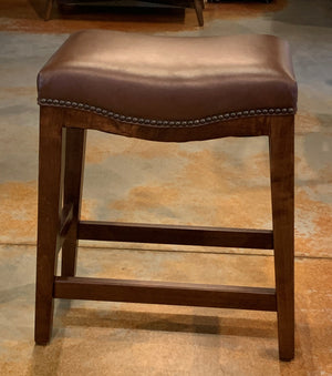 Brown Leather Hudson 24" Counter Height Dining Stool - Showroom Models