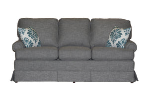 Temple American New England Classic Panel Arm Skirted 3-cushion 74" sofa at promotional price with select performance fabrics from Endicott Home - 01
