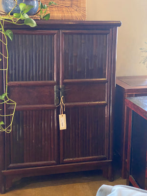 Antique Split Bamboo Storage Cabinet - Clearance - Endicott Home Furnishings