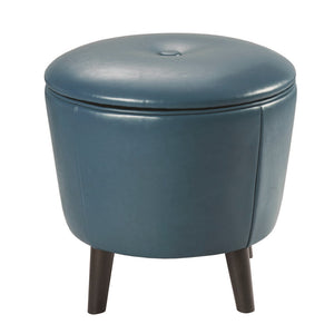 Fun "Jetsons" Slate Blue Storage Ottoman with botton top lid - Showroom Model